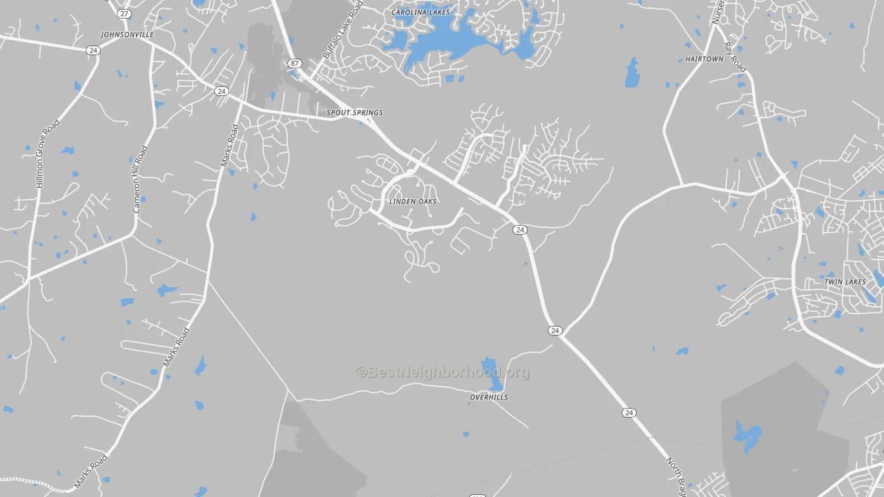 Transit Grade map of Overhills, NC