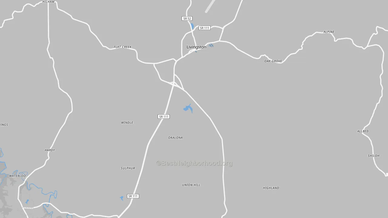 Transit Grade map of Overton County, TN