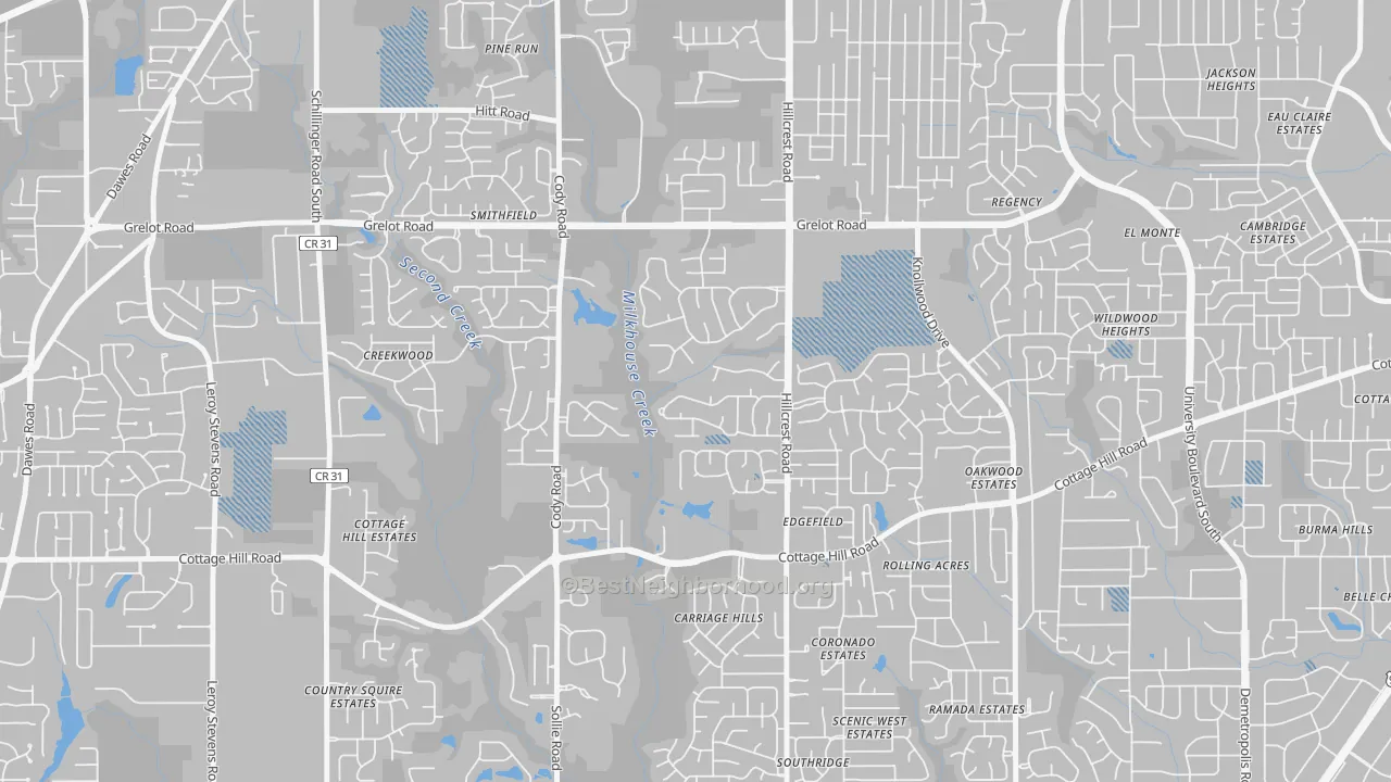 Transit Grade map of Overton, Mobile, AL