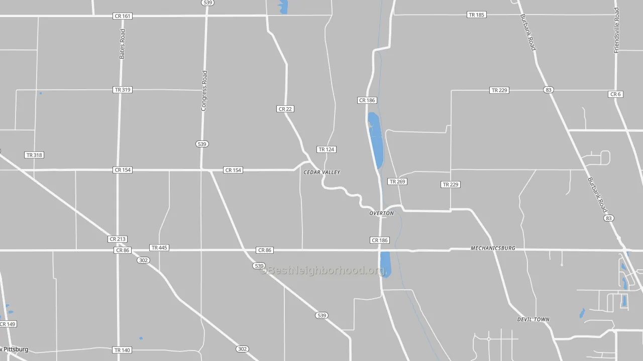 Transit Grade map of Overton, OH