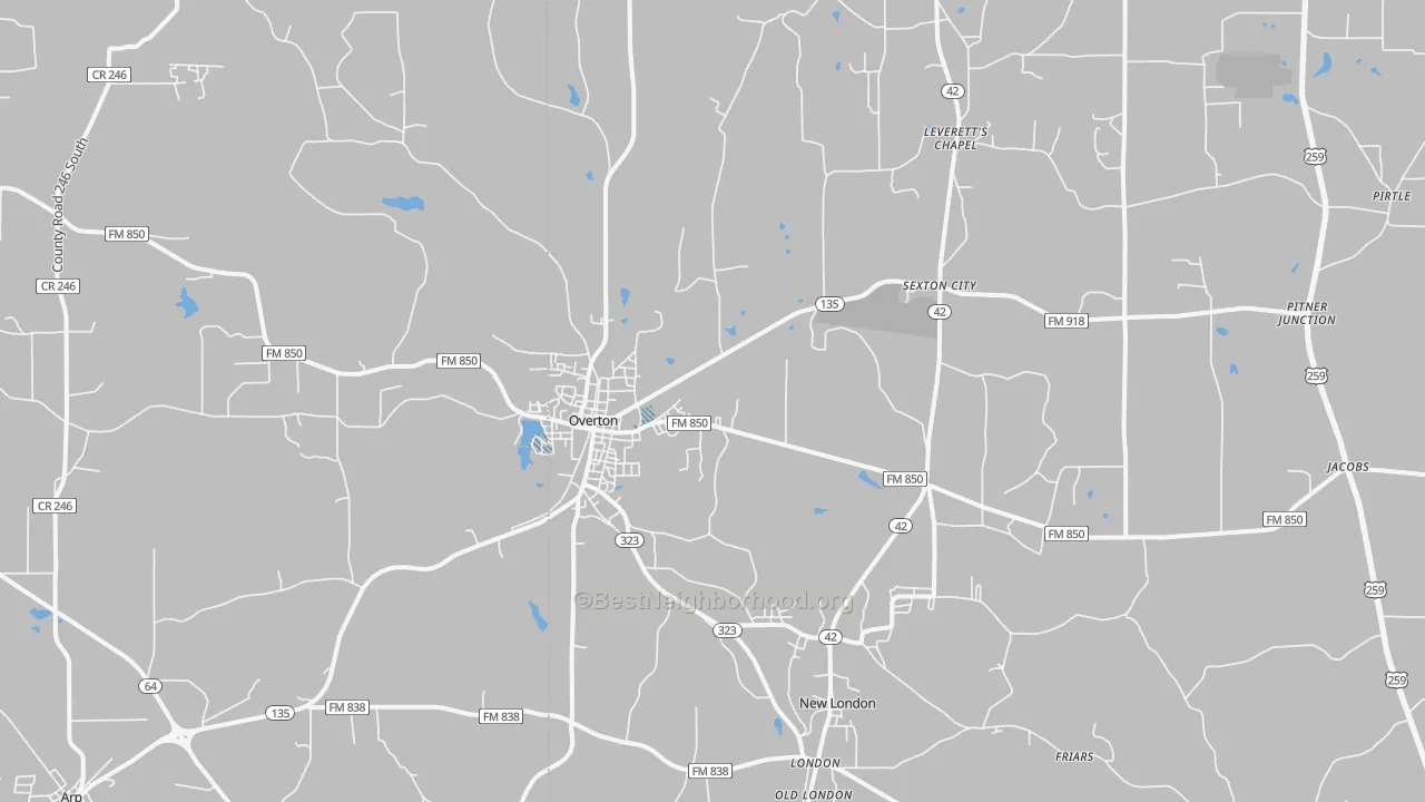 Transit Grade map of Overton, TX