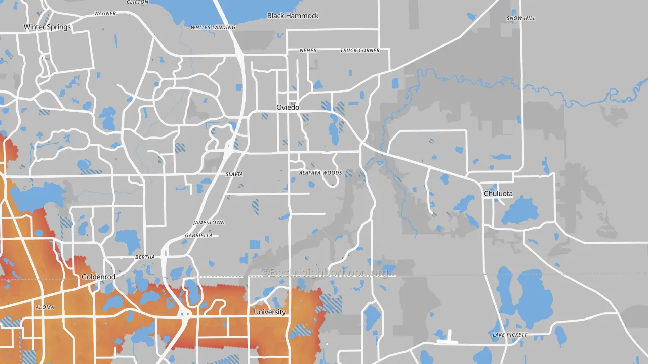 Transit Grade map of Oviedo, FL