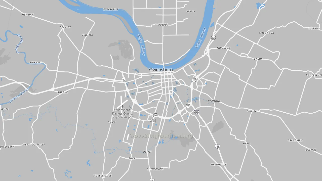 Transit Grade map of Owensboro, KY