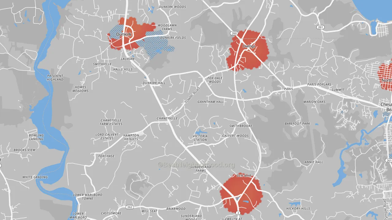 Transit Grade map of Owings, MD