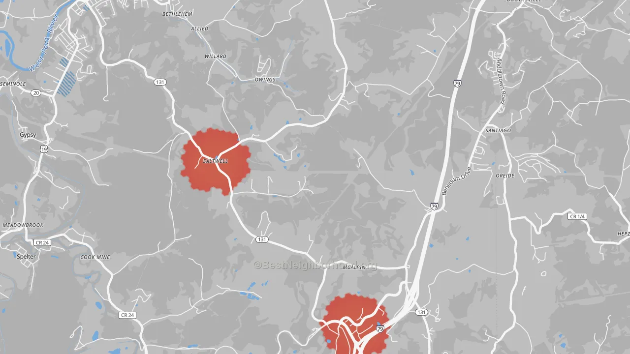 Transit Grade map of Owings, WV