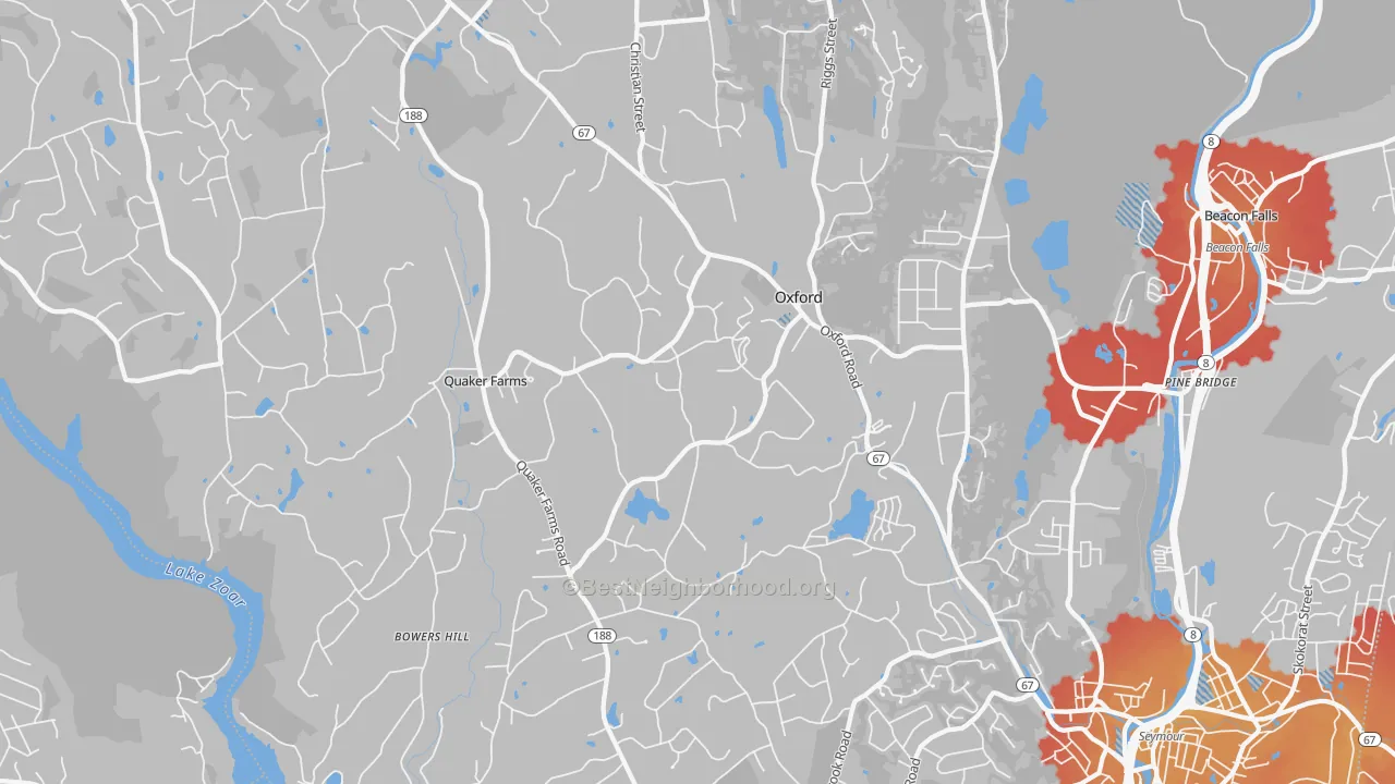 Transit Grade map of Oxford, CT