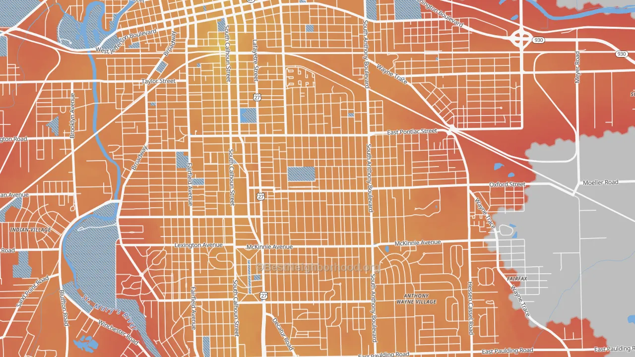 Transit Grade map of Oxford, Fort Wayne, IN