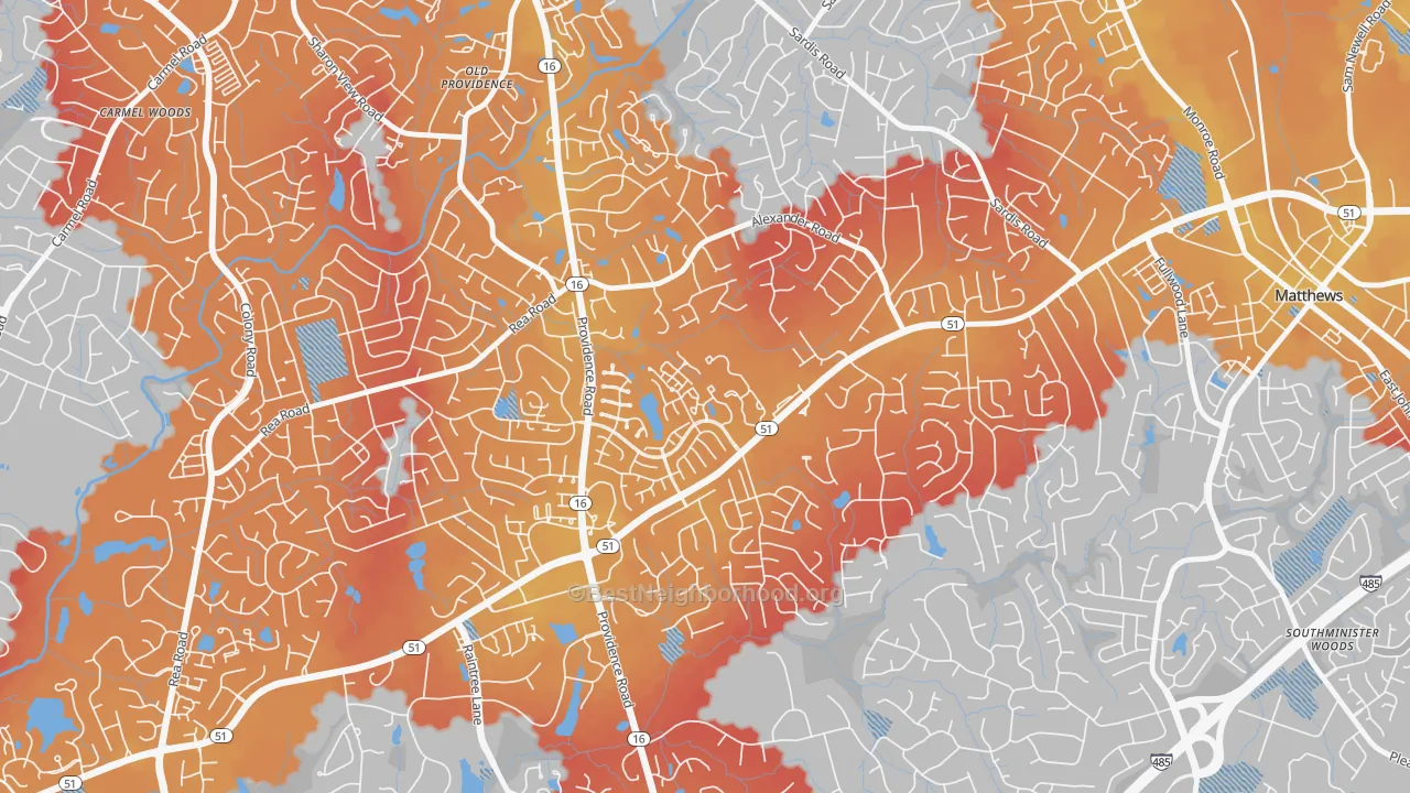 Transit Grade map of Oxford Hunt, Charlotte, NC