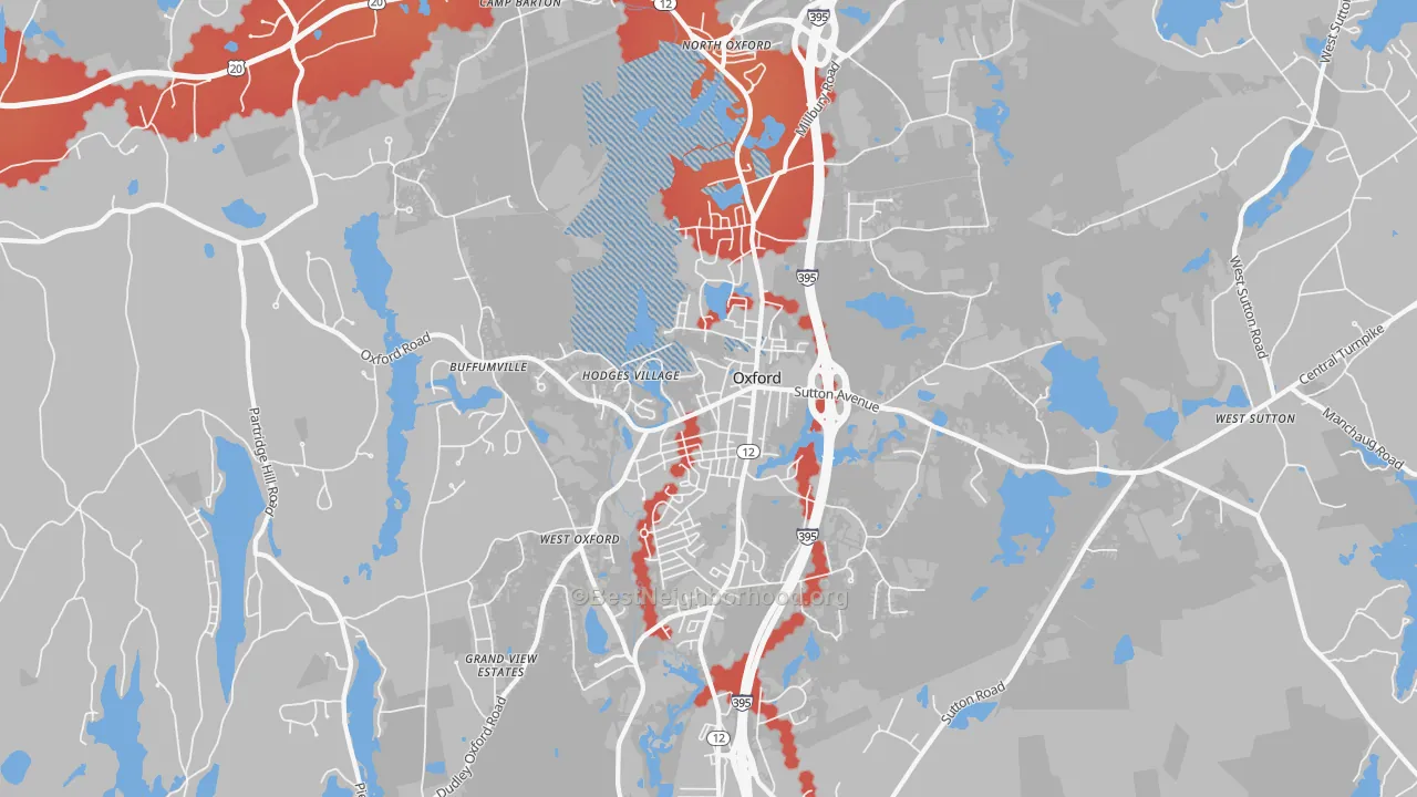 Transit Grade map of Oxford, MA