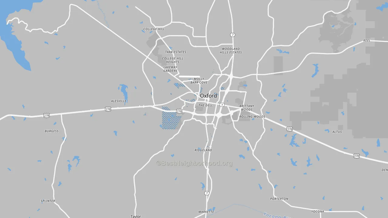 Transit Grade map of Oxford, MS