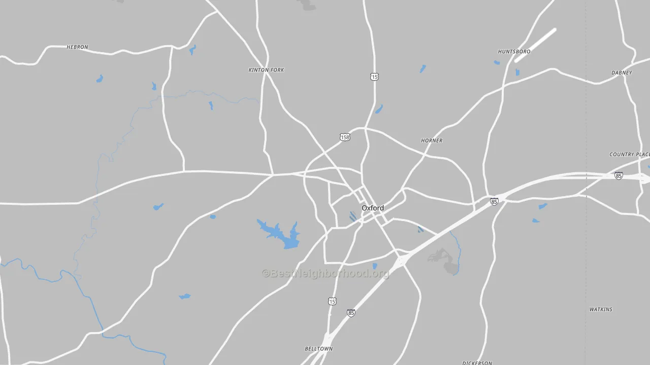 Transit Grade map of Oxford, NC