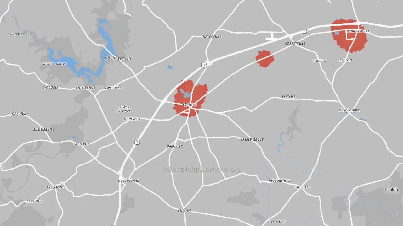Transit Grade map of Oxford, PA