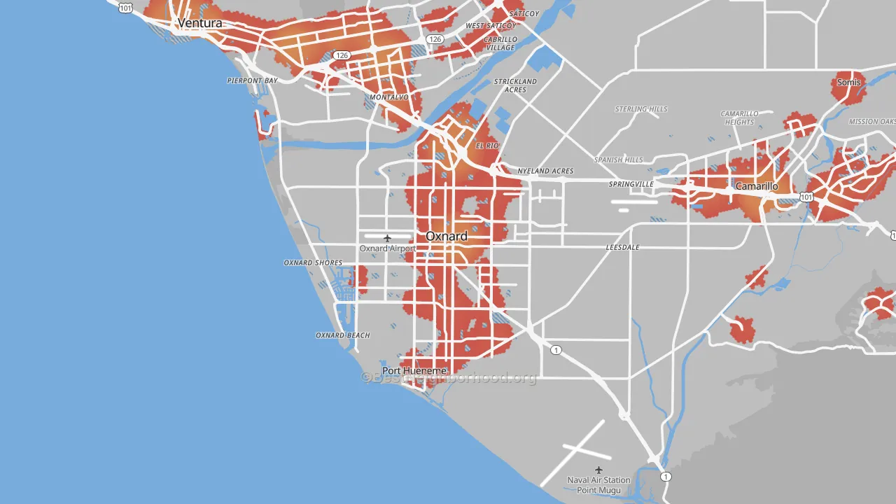 Transit Grade map of Oxnard, CA