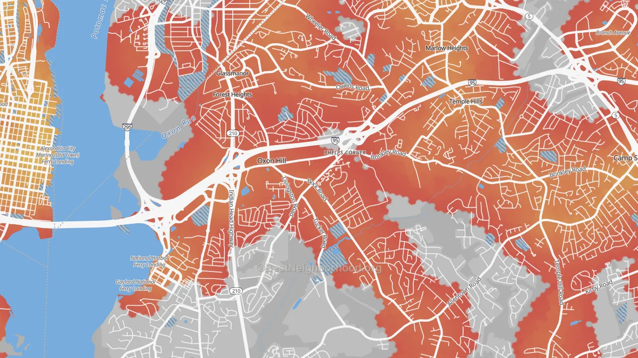 Transit Grade map of Oxon Hill-Glassmanor, Oxon Hill, MD