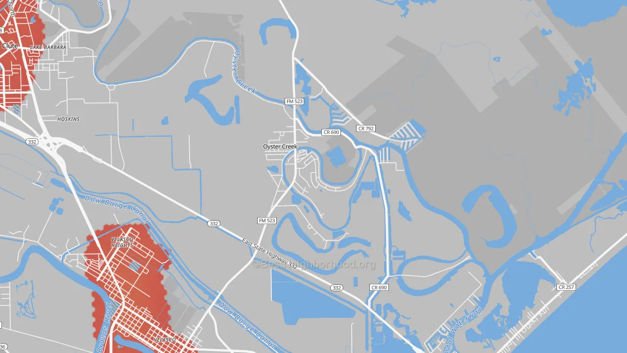 Transit Grade map of Oyster Creek, TX