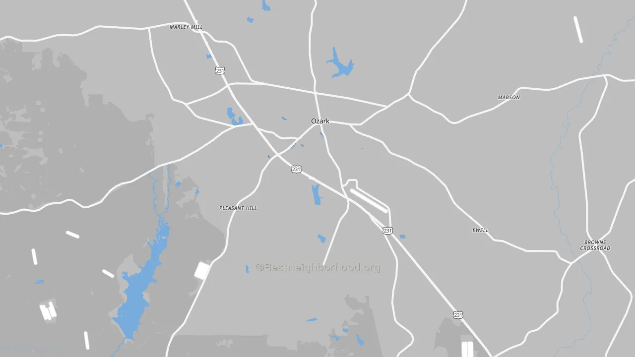 Transit Grade map of Ozark, AL