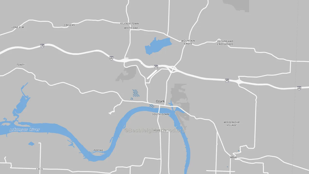 Transit Grade map of Ozark, AR