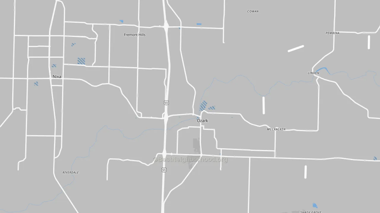 Transit Grade map of Ozark, MO