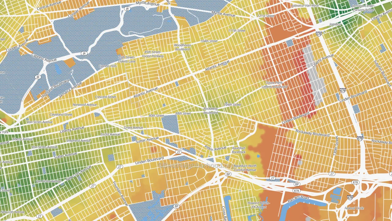 Transit Grade map of Ozone Park, Queens, NY