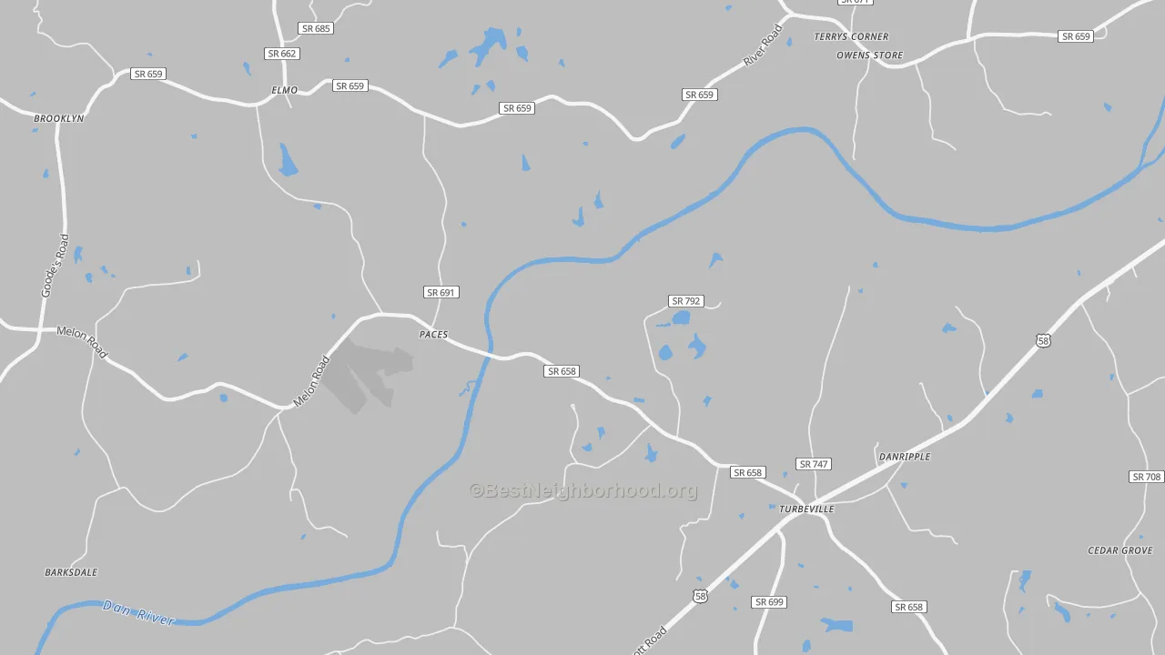 Transit Grade map of Paces, VA