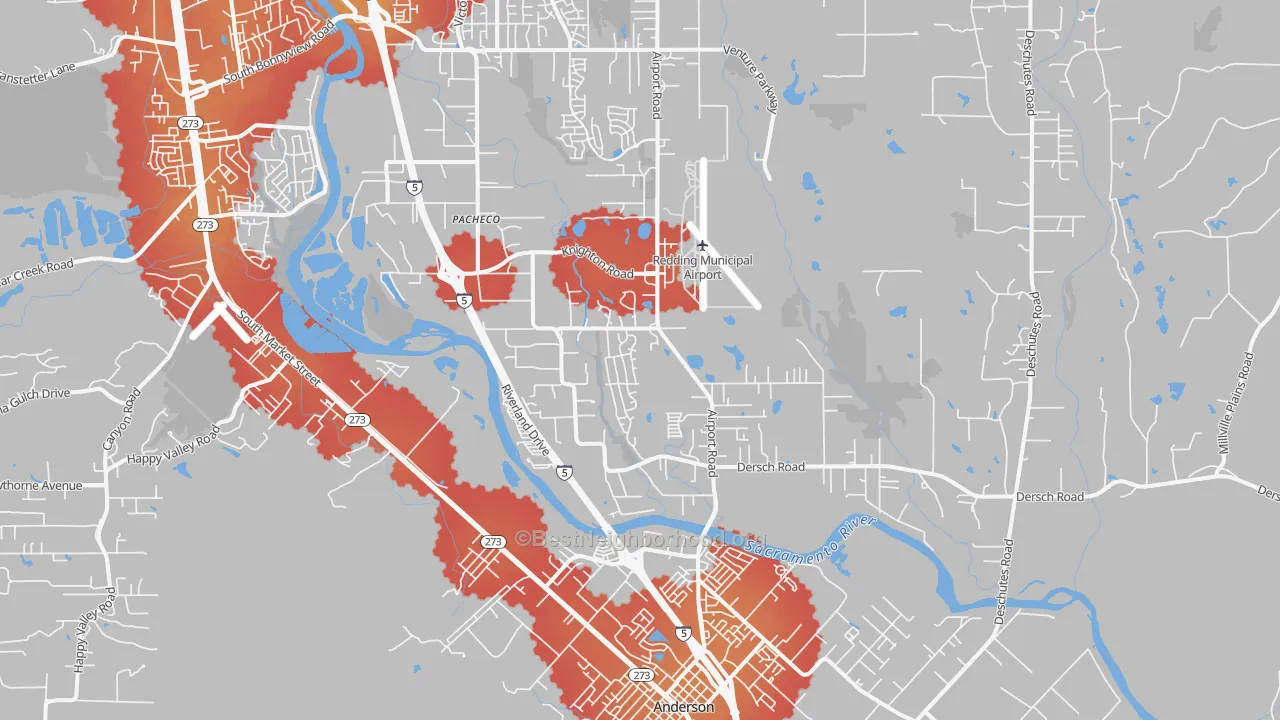 Transit Grade map of Pacheco, Redding, CA