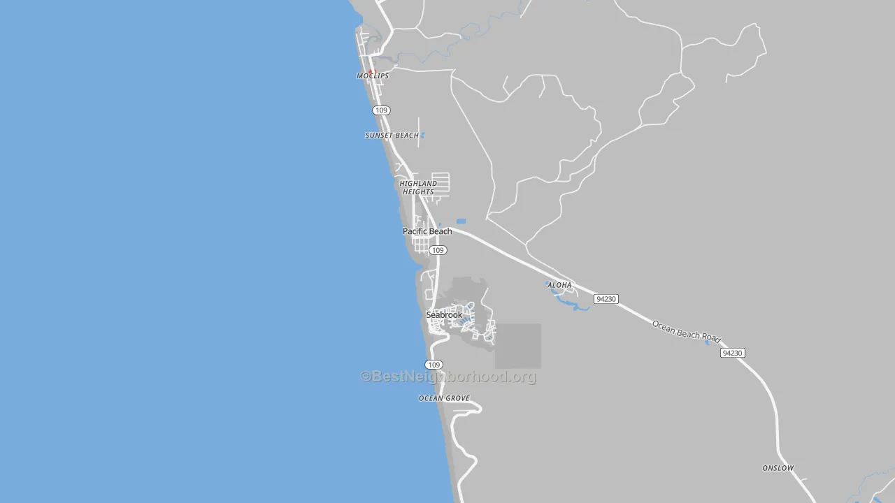 Transit Grade map of Pacific Beach, WA