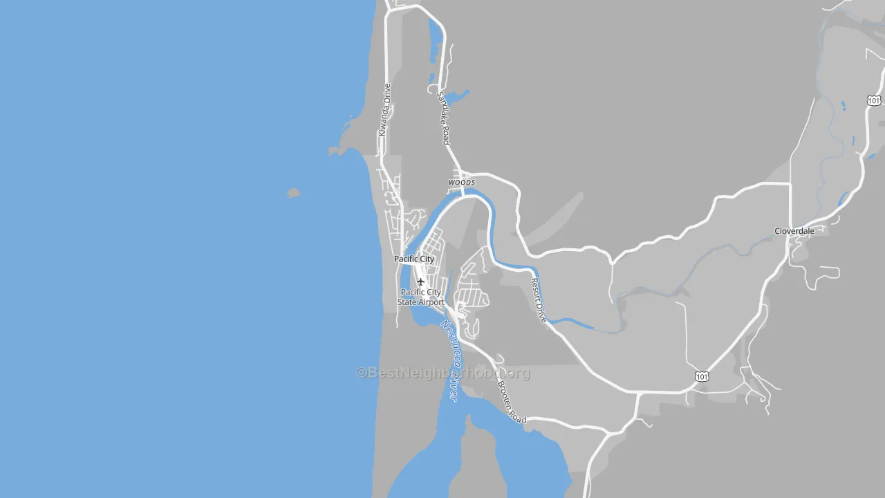 Transit Grade map of Pacific City, OR
