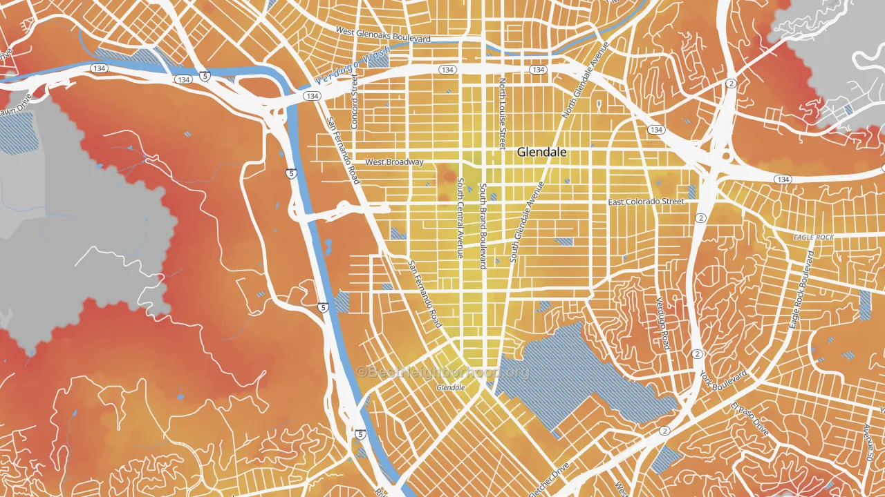 Transit Grade map of Pacific Edison, Glendale, CA