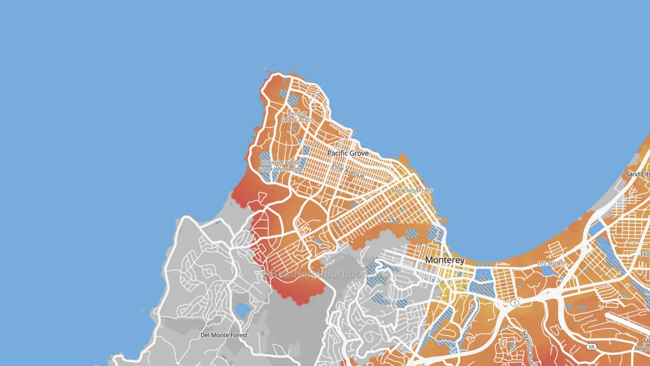 Transit Grade map of Pacific Grove, CA