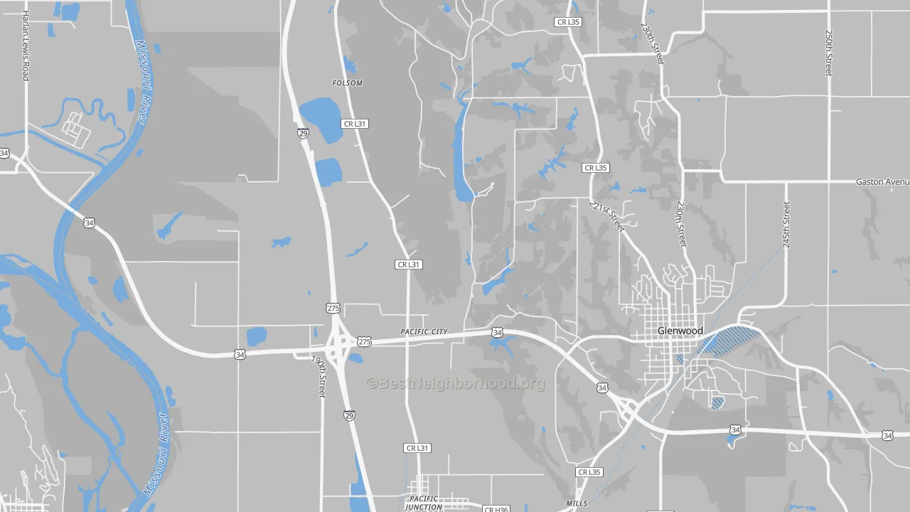 Transit Grade map of Pacific Junction, IA