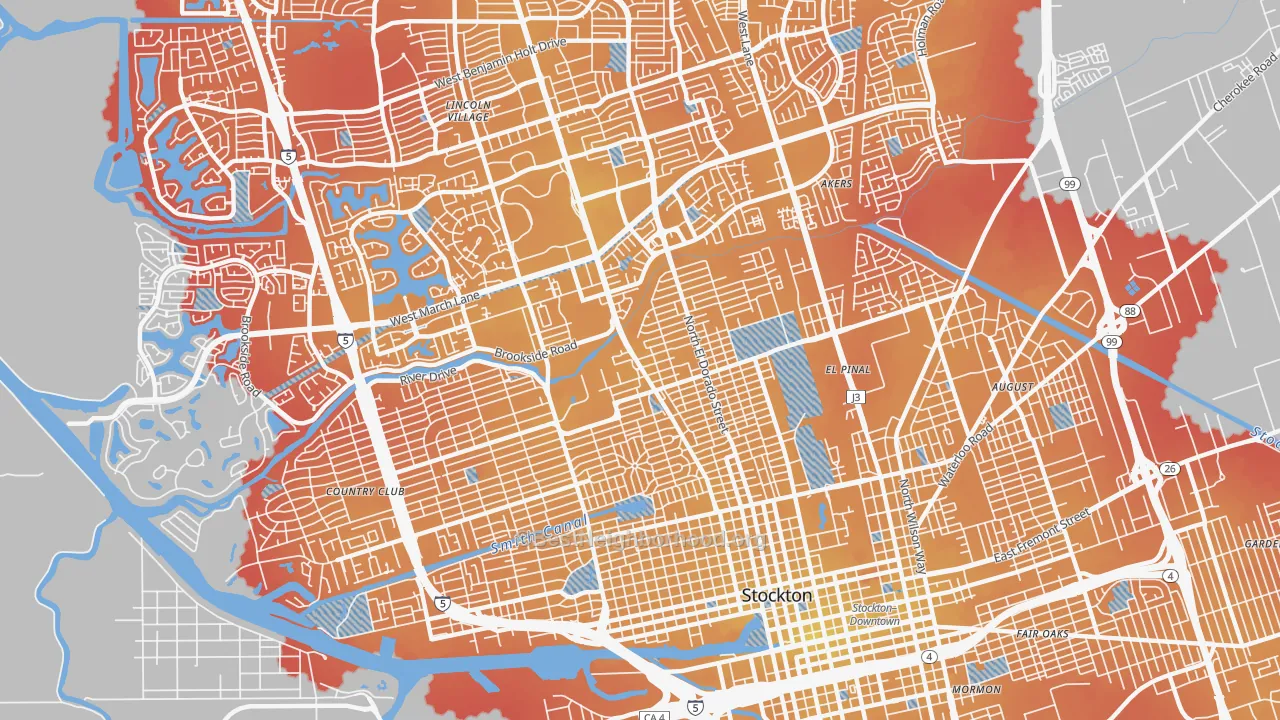 Transit Grade map of Pacific, Stockton, CA
