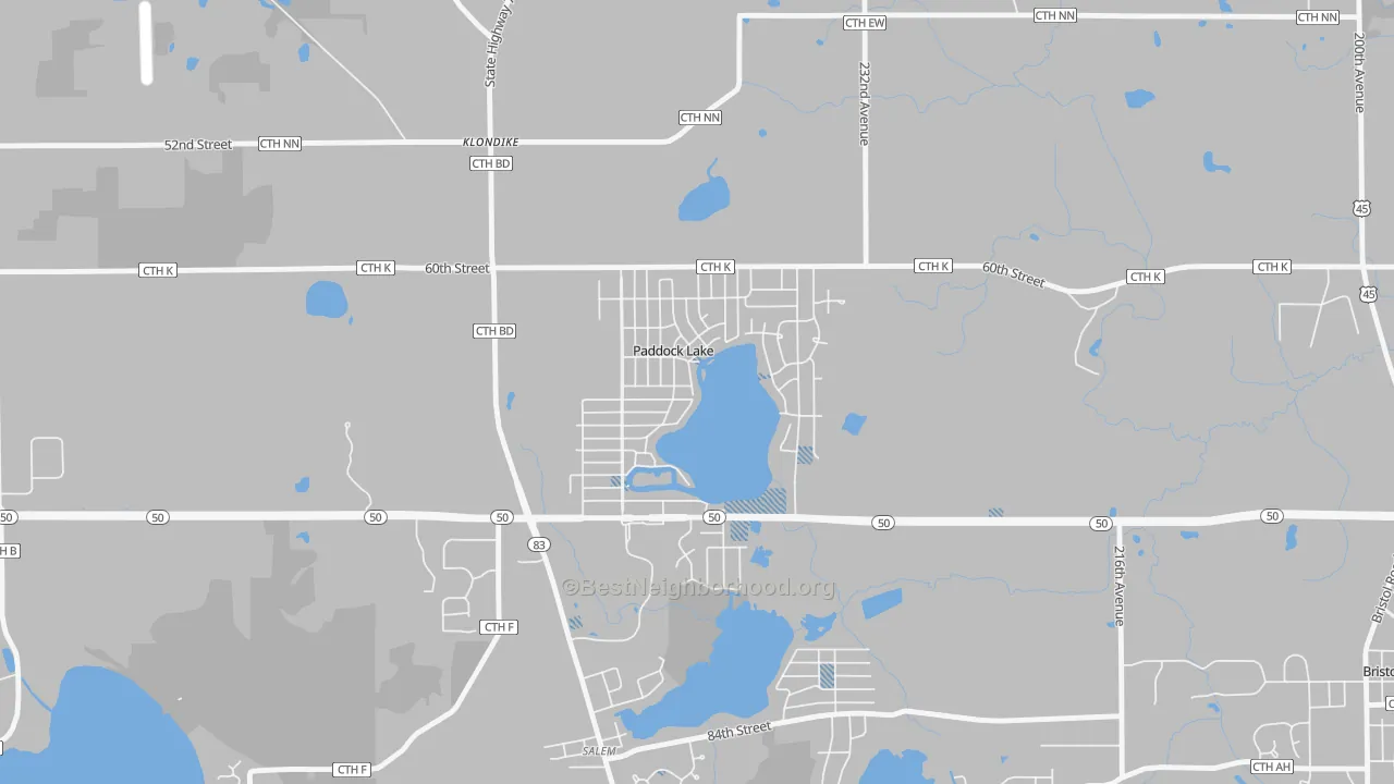 Transit Grade map of Paddock Lake, WI