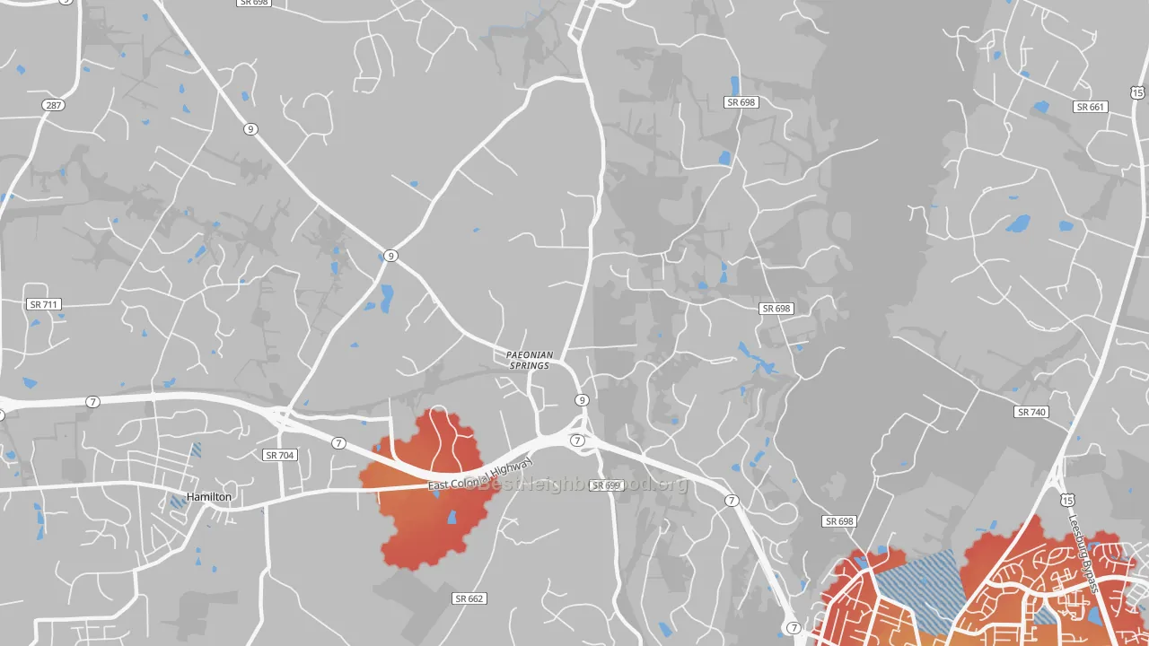 Transit Grade map of Paeonian Springs, VA
