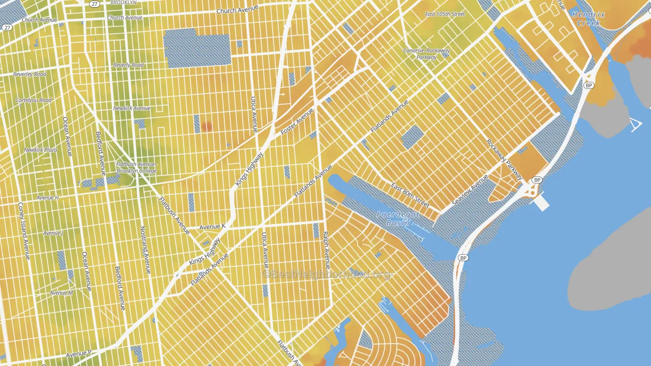 Transit Grade map of Paerdegat, Brooklyn, NY