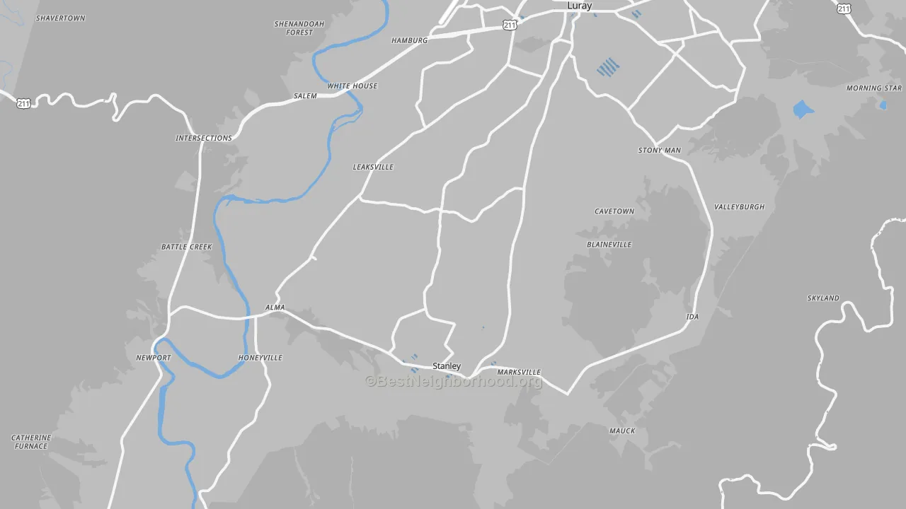 Transit Grade map of Page County, VA