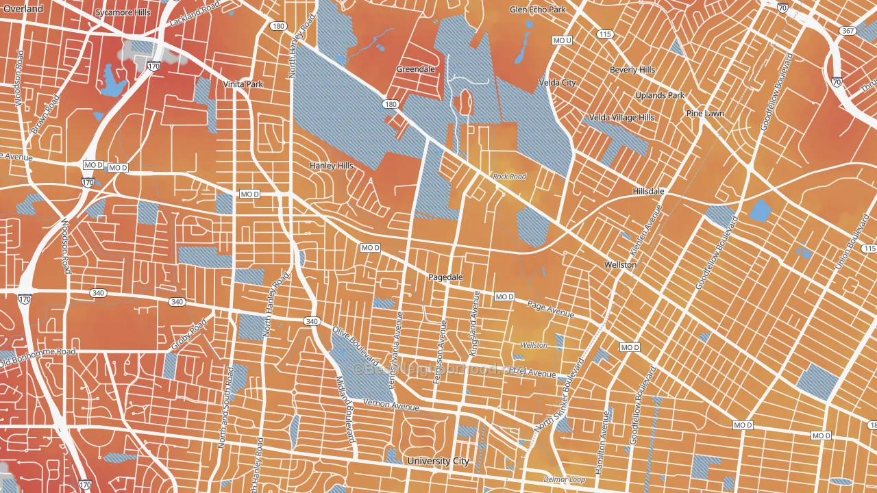 Transit Grade map of Pagedale, MO