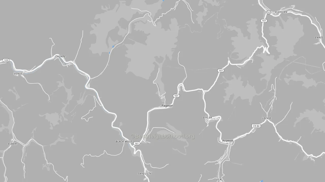 Transit Grade map of Pageton, WV