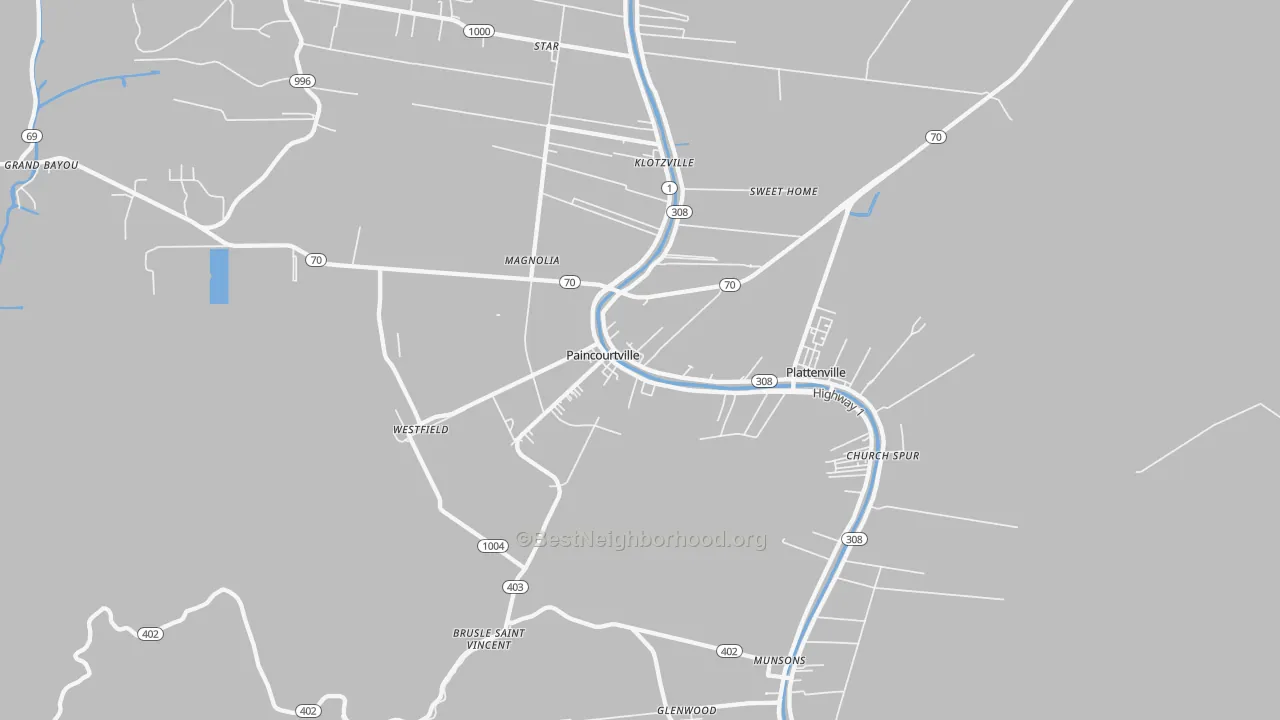 Transit Grade map of Paincourtville, LA