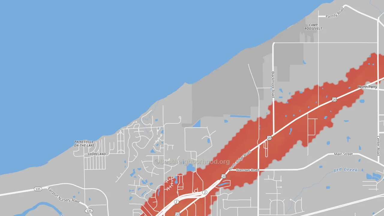 Transit Grade map of Painesville on the Lake, OH