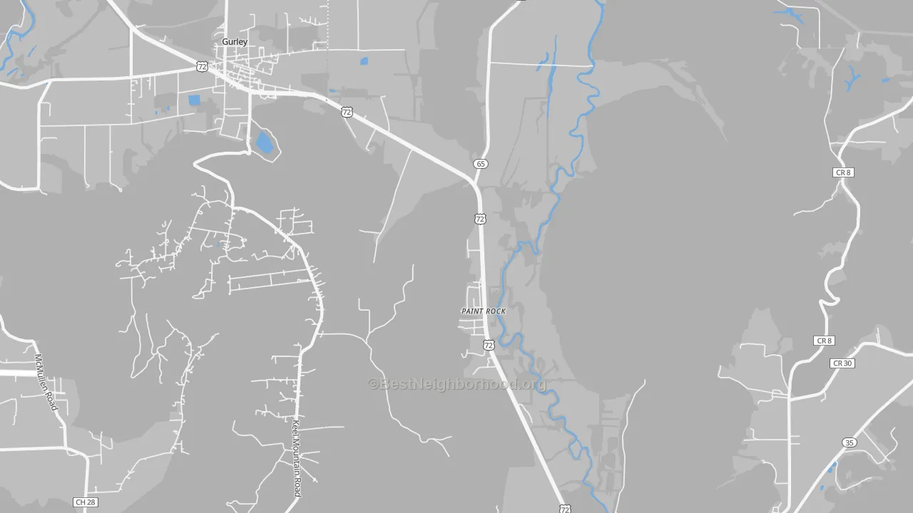 Transit Grade map of Paint Rock, AL