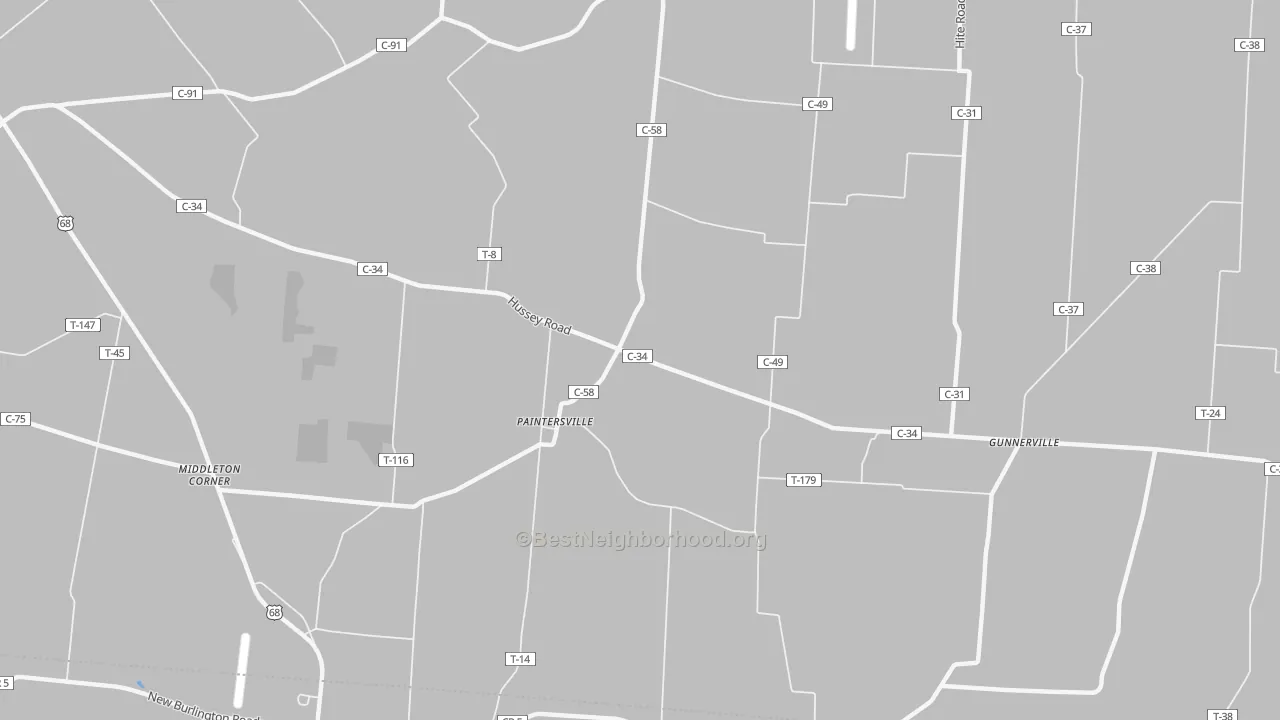 Transit Grade map of Paintersville, OH