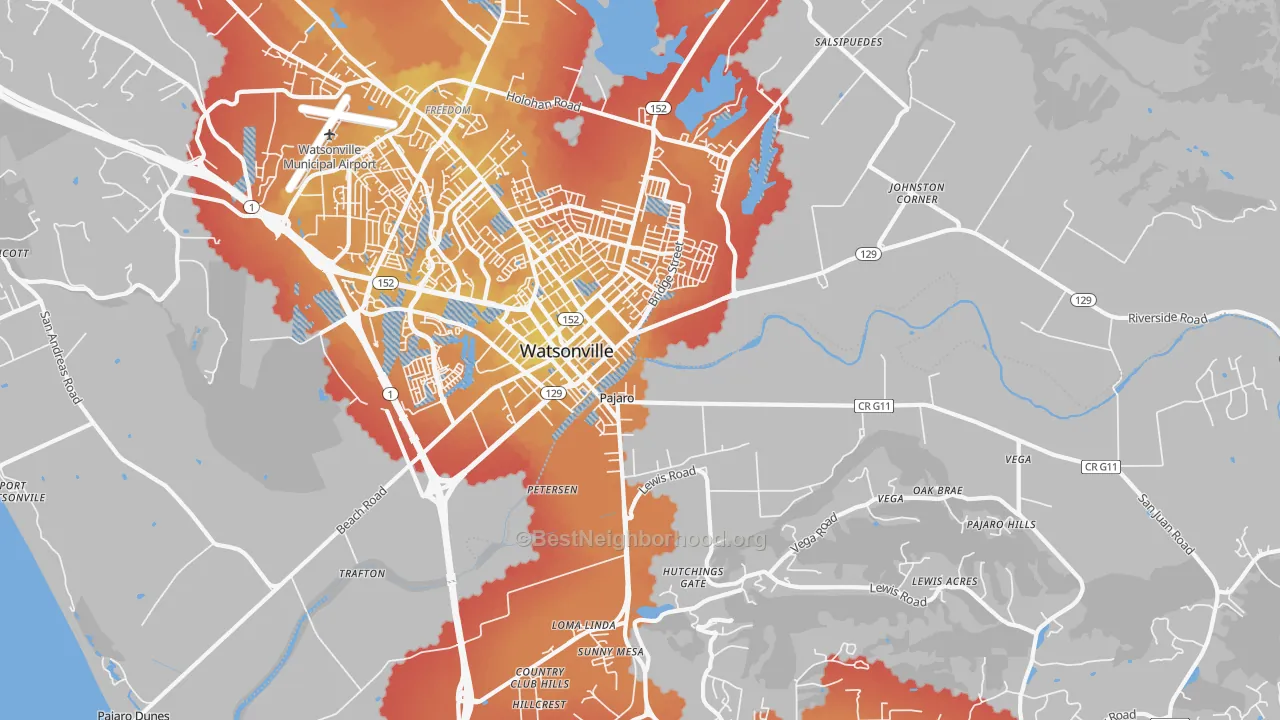 Transit Grade map of Pajaro, CA