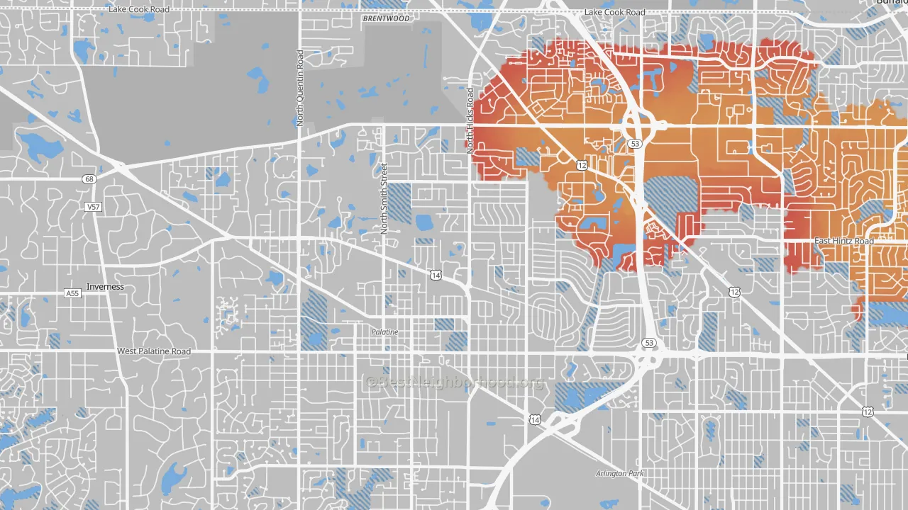 Transit Grade map of Palatine, IL