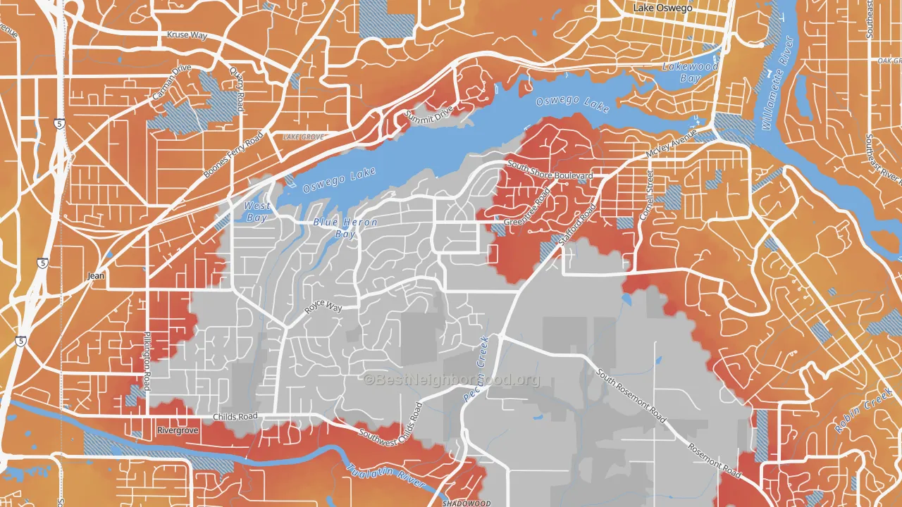 Transit Grade map of Palisades, Lake Oswego, OR