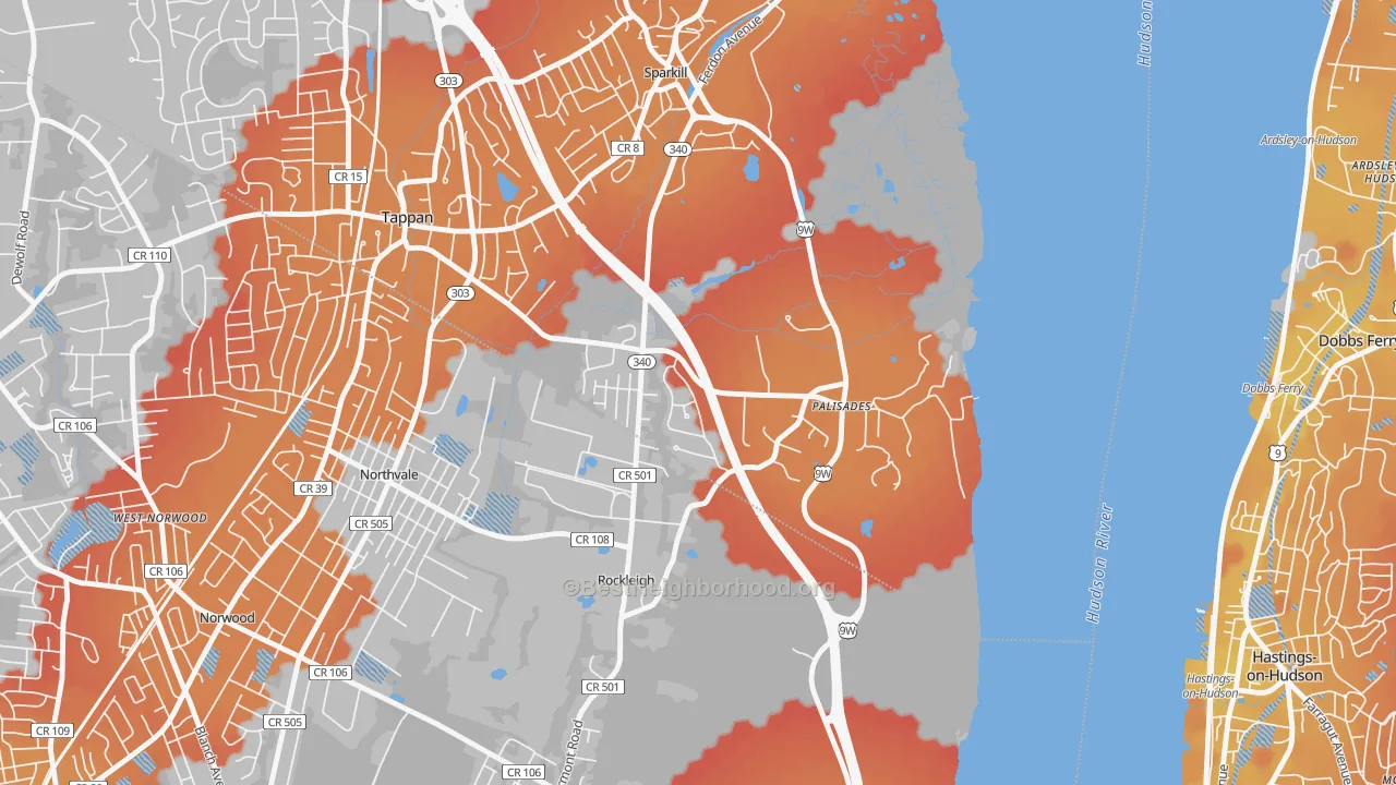 Transit Grade map of Palisades, NY