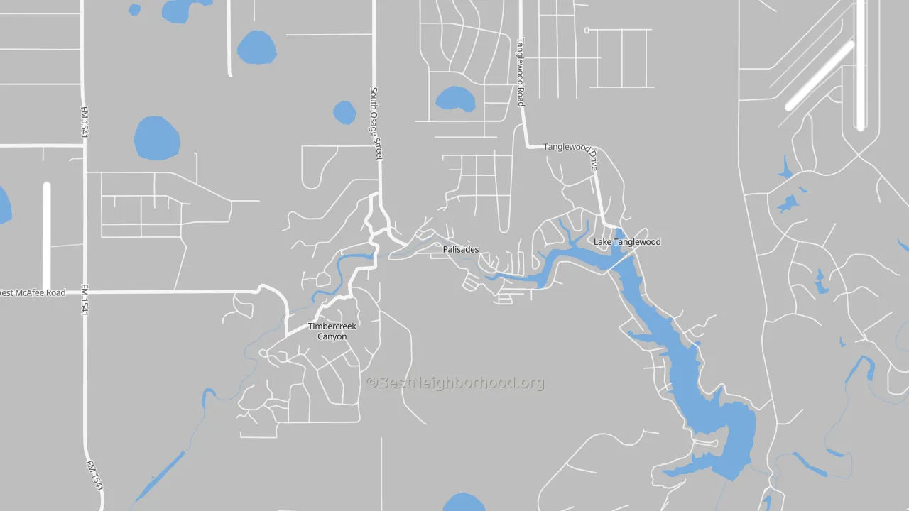 Transit Grade map of Palisades, TX
