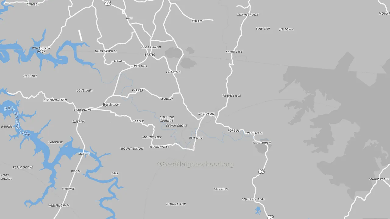 Transit Grade map of Pall Mall, TN