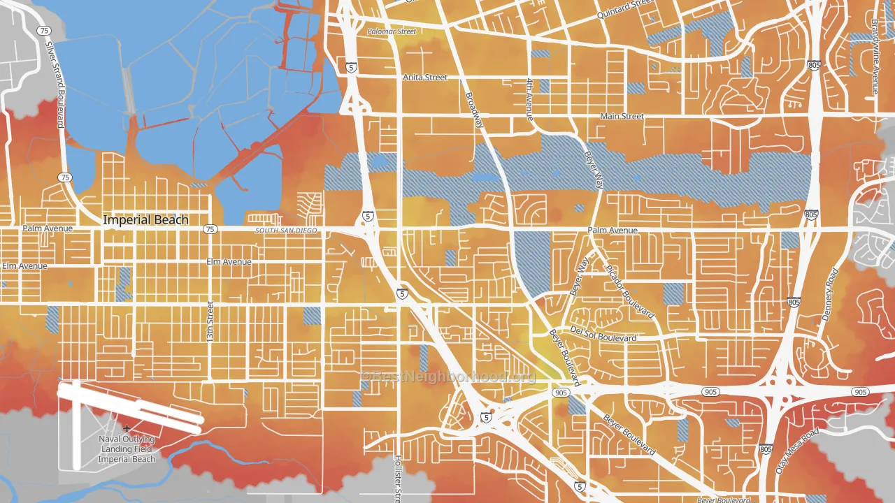 Transit Grade map of Palm City, San Diego, CA
