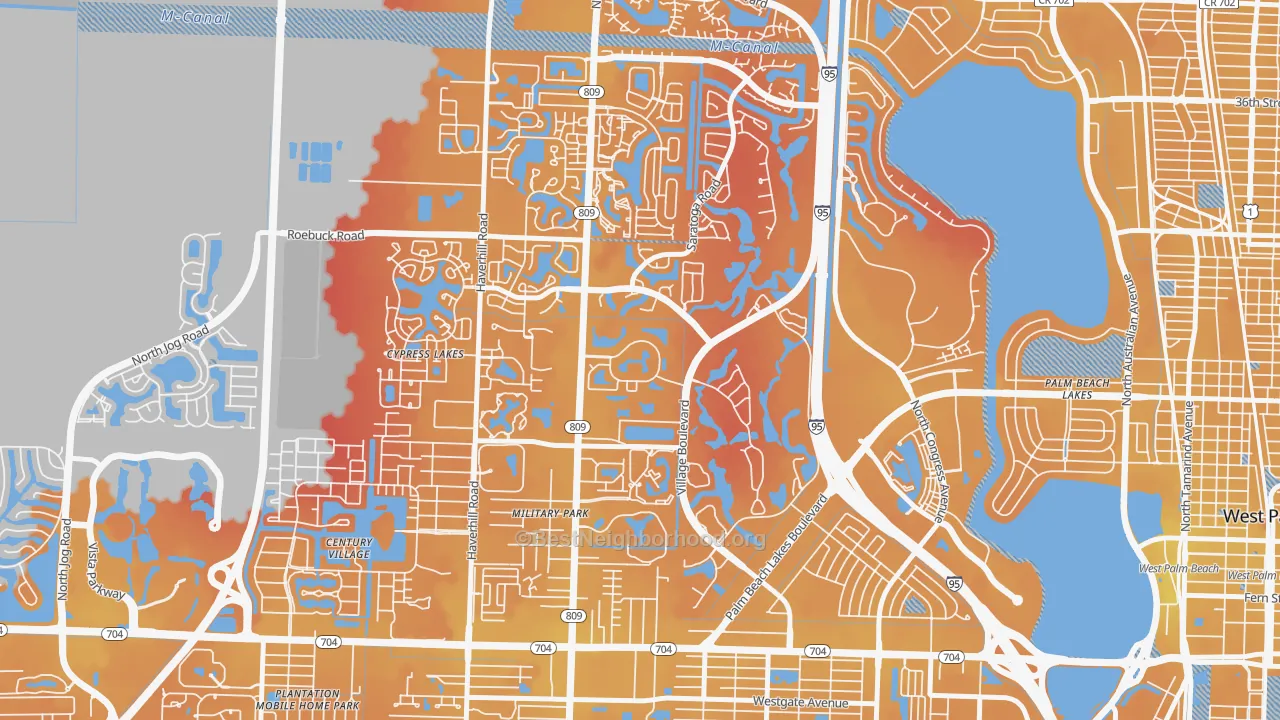 Transit Grade map of Palm Club Village, West Palm Beach, FL
