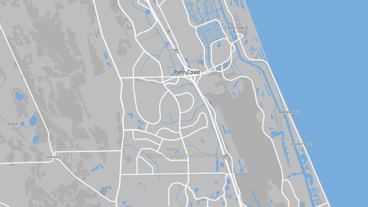 Transit Grade map of Palm Coast, FL